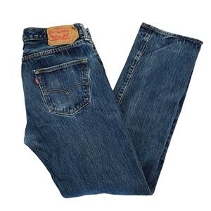 Levi's Mens 501 Original Fit Jeans 34x34 Blue Denim Button Fly Straight Rugged